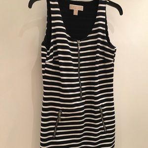 Striped cotton sun dress with zipper front